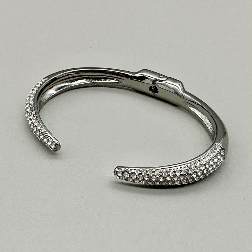 Bomb Party Bracelet RBP7820 Hematite Clear Crystal Hinged Cuff Fall Luxe 6.5"